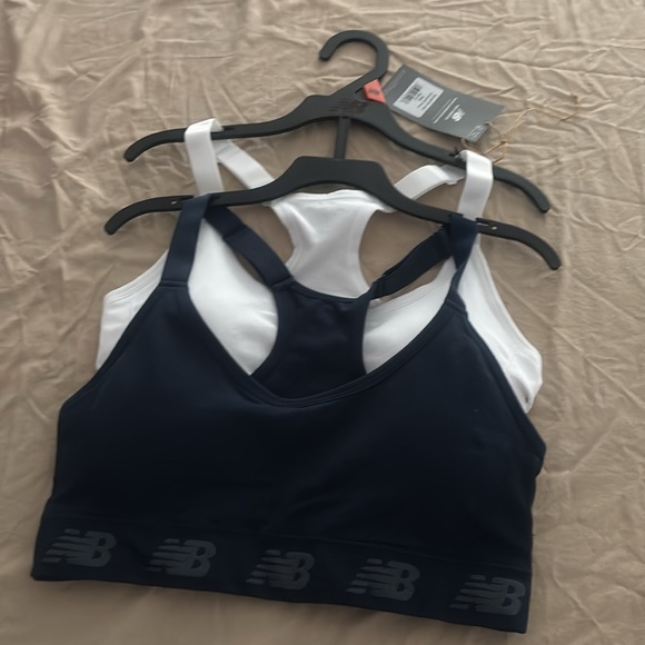 New Balance Women's Dark Blue and White Sports Bras - Picture 4 of 6